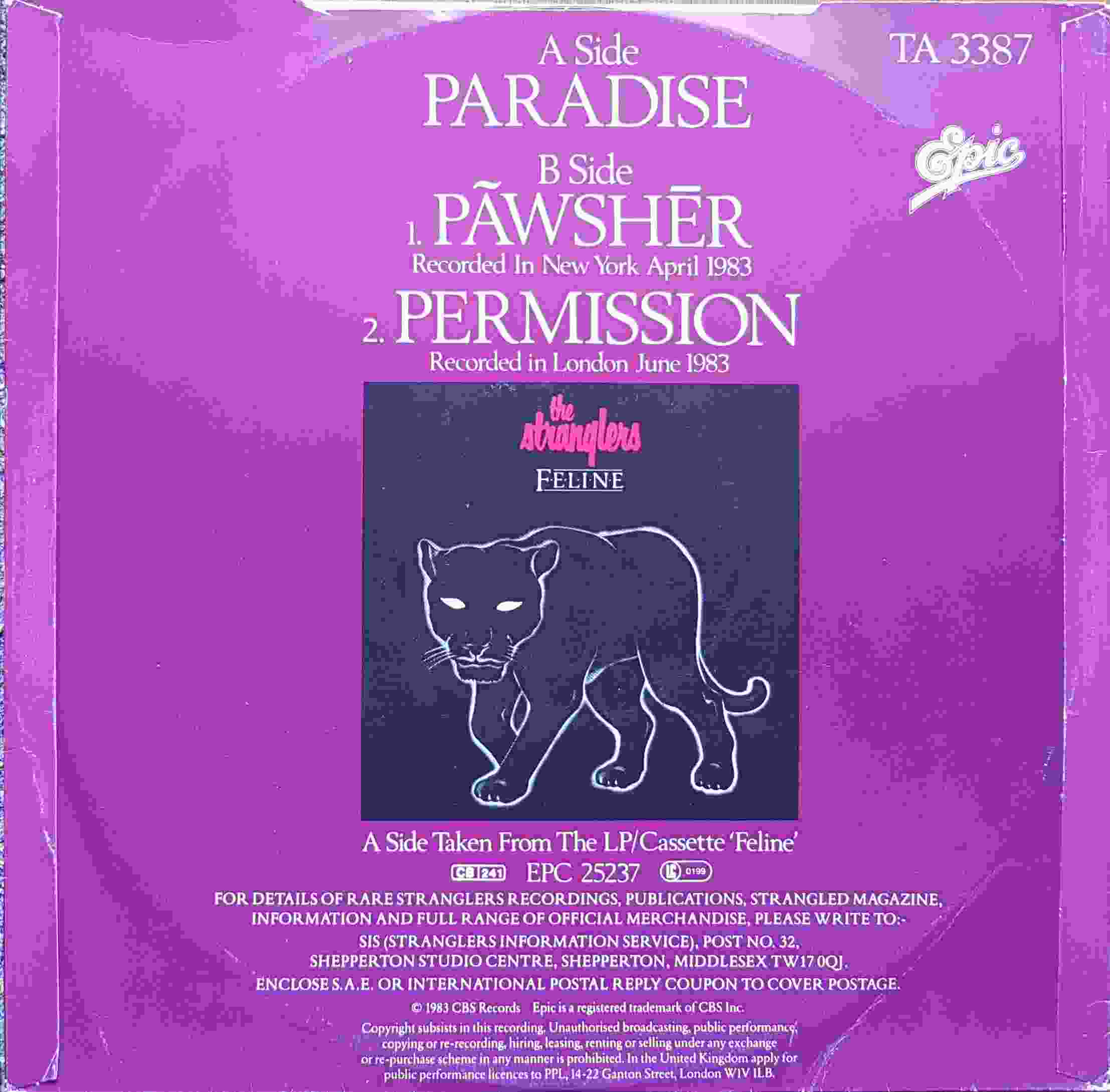 Picture of TA 3387 Paradise by artist The Stranglers from The Stranglers